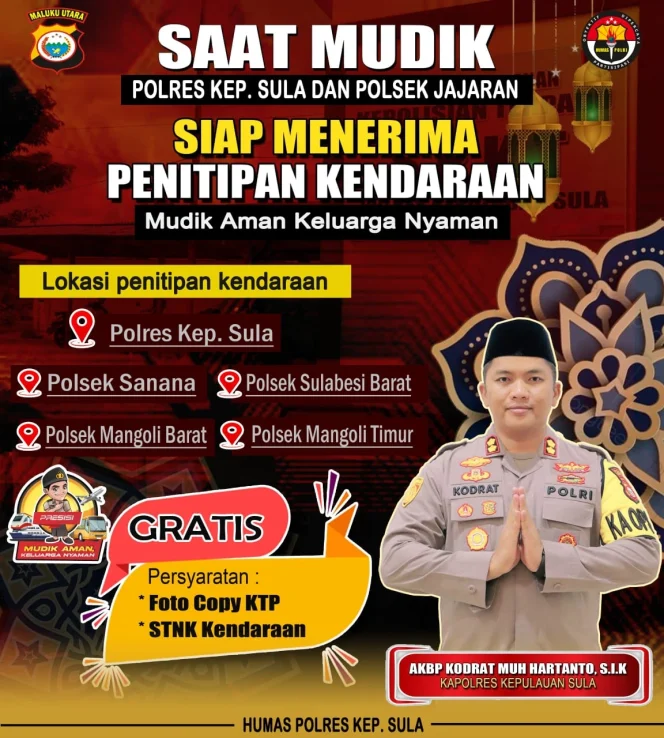 
Polres Kepsul Buka Layanan Titip Kendaraan bagi Pemudik