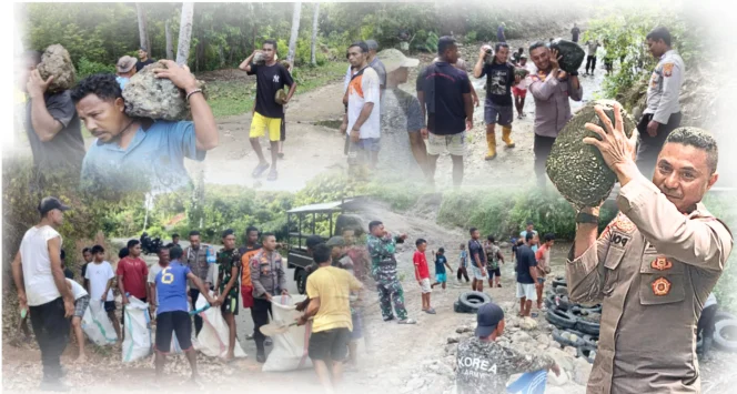 
Polsek Sulabesi Barat bersama Pemerintah Kecamatan dan warga dari empat desa serta Babinsa Kabau menggelar kerja bakti bangun jalan alternatif.