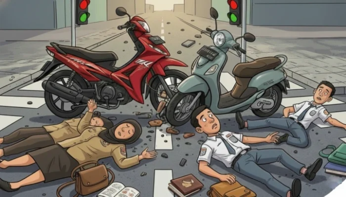 Traffic Light Tak Berfungsi, Lakalantas Kembali Terjadi di Perempatan Fagudu