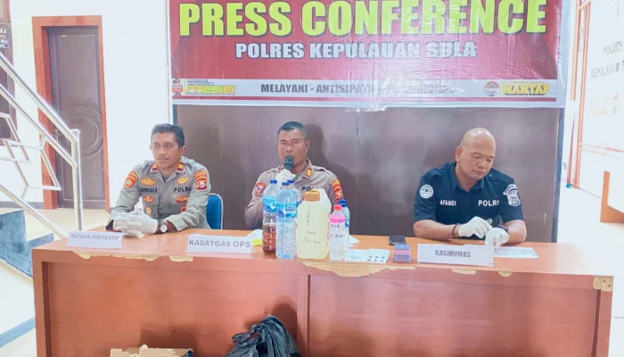 Operasi Pekat Kieraha 2026, Polres Sula Amankan Ratusan Botol Miras dan Tiga Penjudi