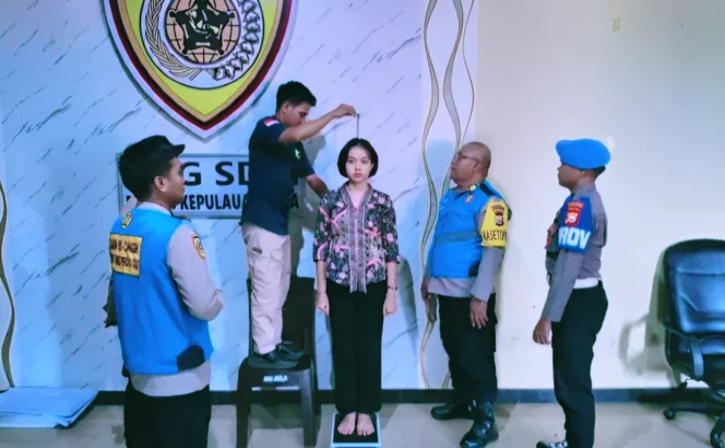 
Proses pengukuran tinggi badan calon peserta penerima anggota polri tahun 2026. (doc: istimewa)