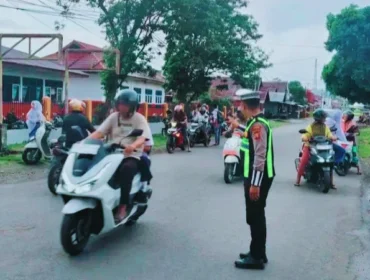 Foto: Satlantas Polres Kepulauan Sula Gelar Strong Point di Titik Rawan. (doc: istimewa)