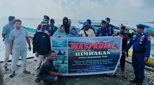 Foto: Sat Polairud Polres Kepulauan Sula turun langsung memberi peringatan kepada masyarakat. (doc: istimewa)