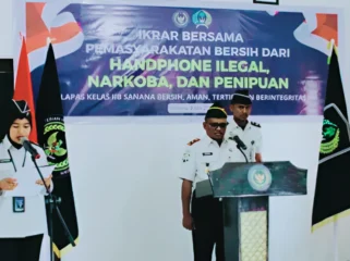 Foto: Lapas Kelas IIB Sanana saat menggelar ikrar pemasyarakatan bersih dari handphone ilegal, narkoba, dan praktik penipuan (doc: istimewa)