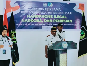 Foto: Lapas Kelas IIB Sanana saat menggelar ikrar pemasyarakatan bersih dari handphone ilegal, narkoba, dan praktik penipuan (doc: istimewa)